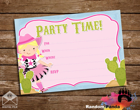 Free Digital Cowgirl Party Template