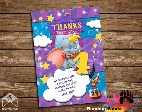 Pink Dumbo Circus Thank You Card