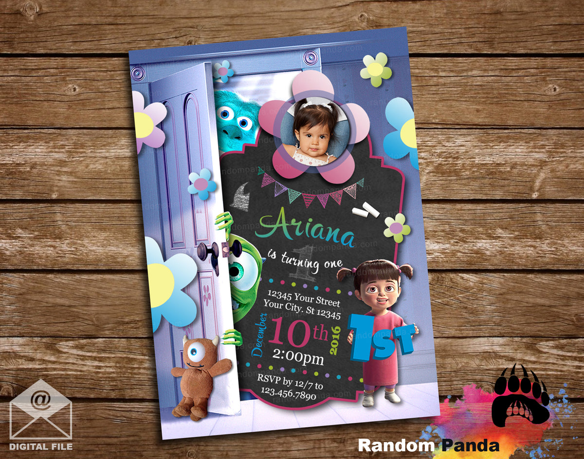 boo monsters inc balloons Monsters Inc Baby Boo Birthday Party Invitation – Random Panda