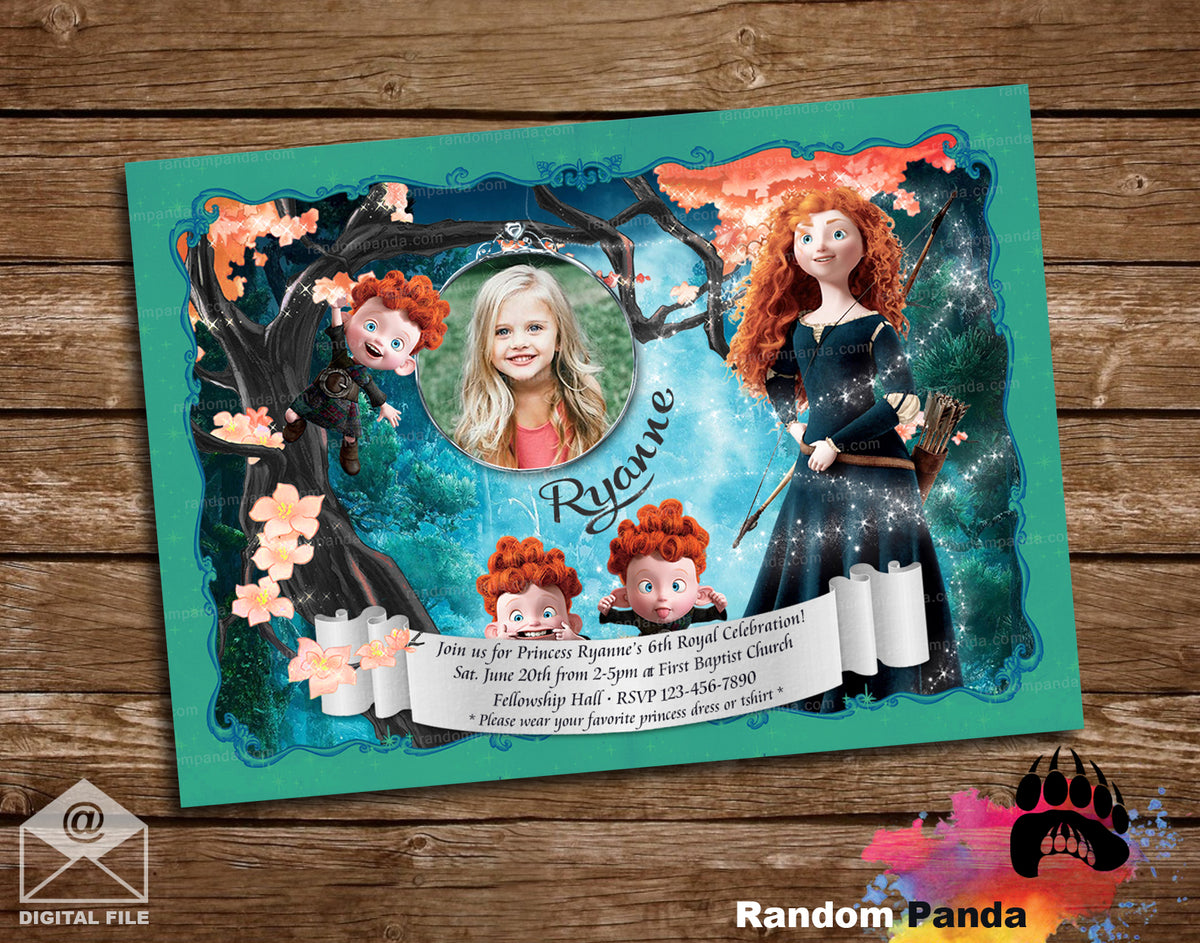 Fun Brave Princess Merida Party Invitation – Random Panda