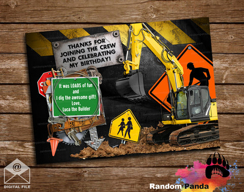 Construction Builder Thank You Card