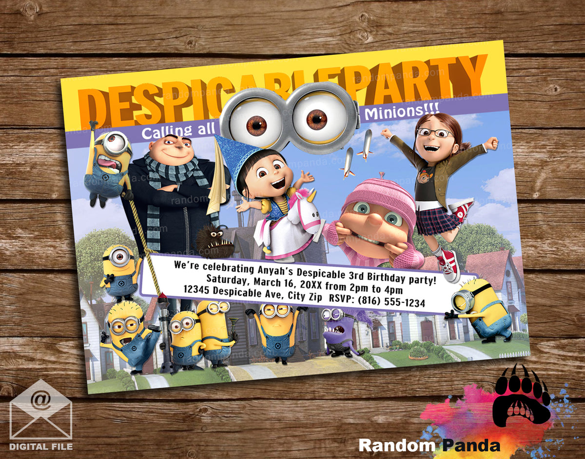 Despicable Me Party Invitations Printable Despicable Me Invite Etsy