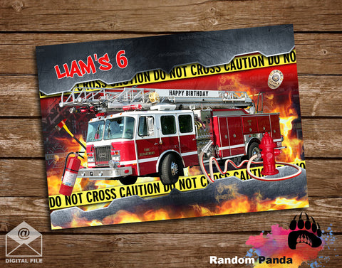 Firefighter Firetruck Poster, Fireman Party Backdrop