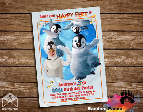 Funny Happy Feet Party Invitation