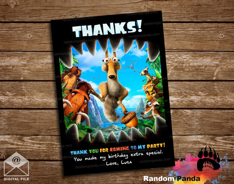 Ice Age Thank You Card, Mannie T-Rex Thanks Note