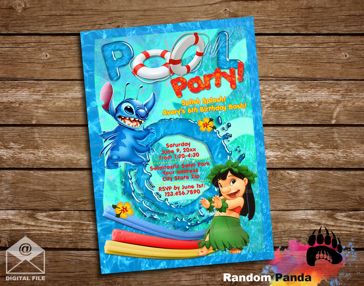 Disney Lilo and Stitch Pool Party Invitation – Random Panda