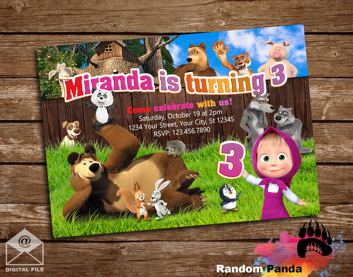 masha-and-the-bear-party-invitation-random-panda for Free Printable Masha And The Bear Invitations Masha and the Bear Party Invitation – Random Panda for Free Printable Masha And The Bear Invitations