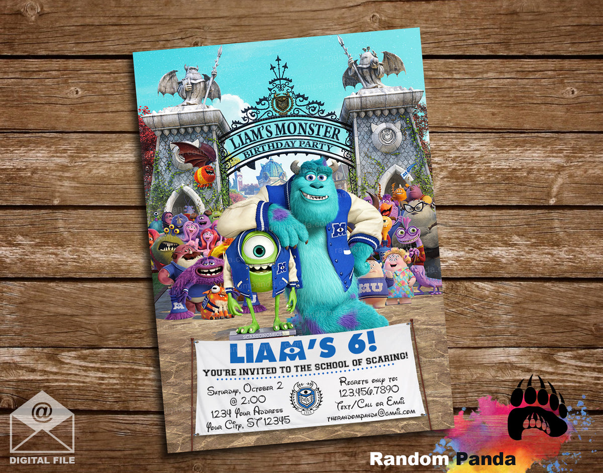 Monsters Inc University Party Invitation – Random Panda
