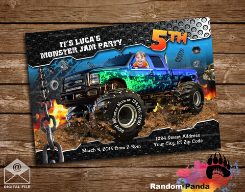 Funny Monster Truck Birthday Party Invitation