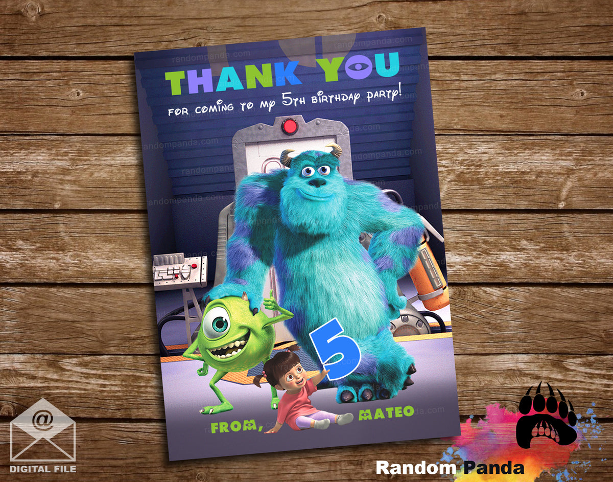 Monsters Inc Party Thank You Card – Random Panda