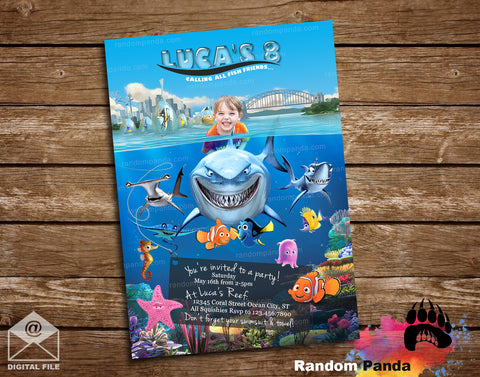 Funny Birthday Invite, Nemo Shark Party Invitation