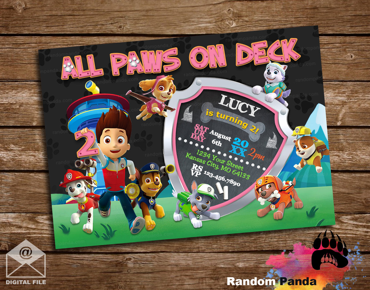 Digital Invitation PAW PATROL Birthday, Printable GIRL Pup Power