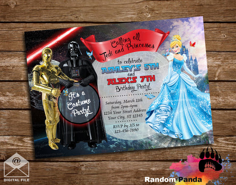 Star Wars & Cinderella Double Party Invitation