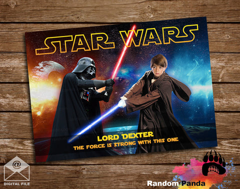 Funny Darth Vader Vs Jedi Portrait, Lightsaber Duel Poster