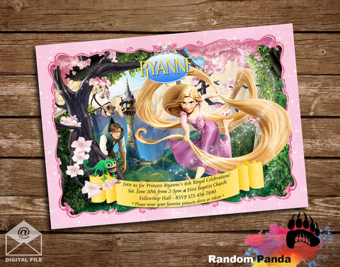 Tangled Princess Rapunzel Party Invitation