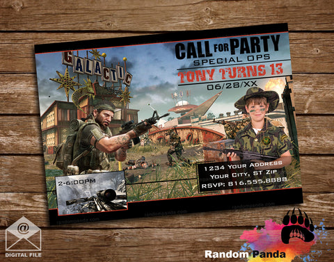 Funny Call of Duty Party Invitation, Military Shooter Invite