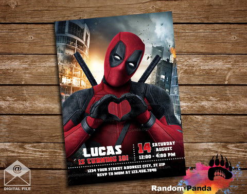 Deadpool Party Invitation Random Panda