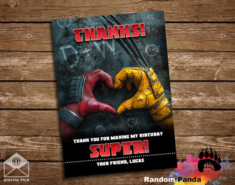 Funny Deadpool and Wolverine Thank You Card