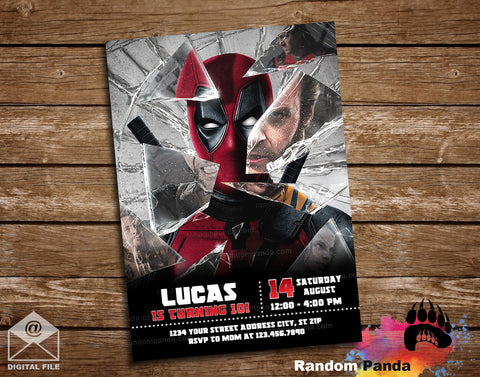 Deadpool and Wolverine Party Invitation