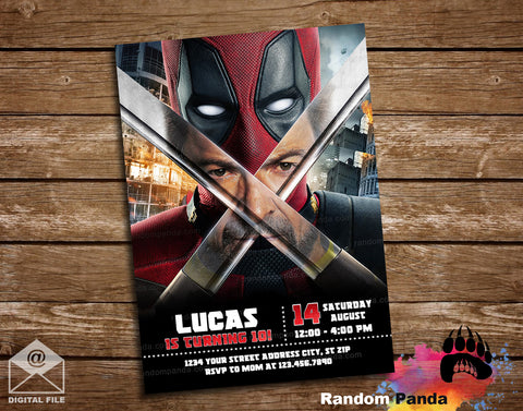 Deadpool and Wolverine Bday Invitation