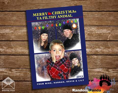 Funny Christmas Card, Home Alone Snowy Vertical Window