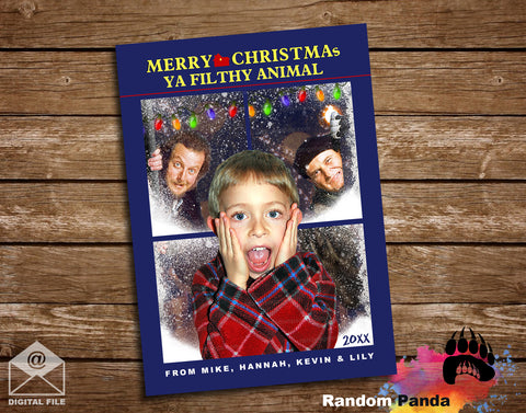 Funny Christmas Card Home Alone Vertical Window with Real Burglars