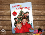 Funny Home Alone Movie Christmas card with children and the original burglars