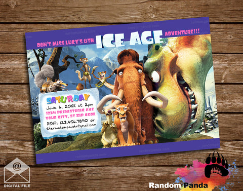 Ice Age Invitation, Jurassic Party Invite