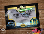 Jedi Training Certificate, Star Wars Yoda Party Printable