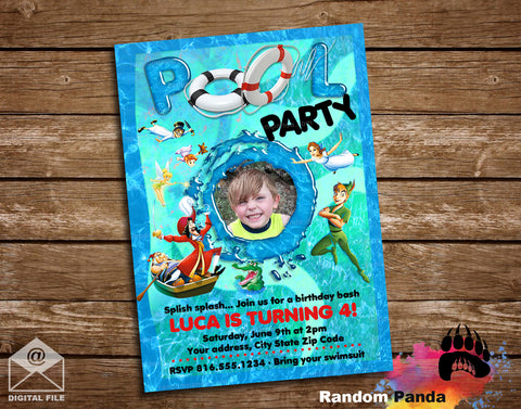 Peter Pan Pool Party Invitation, Tinkerbell Invite
