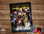 Personalized Funny Star Wars Christmas family photo with Mandalorian characters on a outer space background