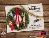 Funny Christmas Card, Hanging from Xmas Wreath