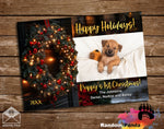 Baby's 1st Christmas Card, Gold Wreath Holiday Greeting Card