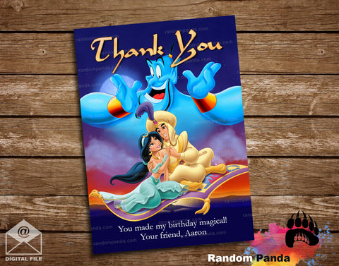 Aladdin Thank You Card, Magic Carpet Thanks Note