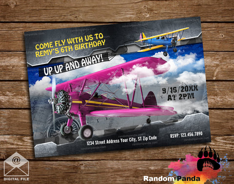 Aviator Party Invitation, Pink Airplane Invite