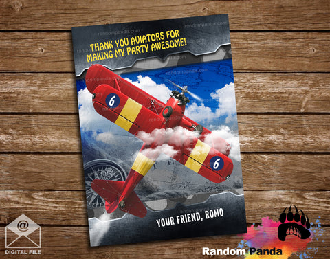 Aviator Thank You Card, Airplane Pilot Thanks Note