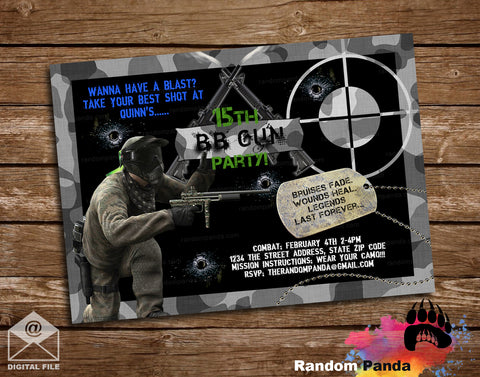 BB Gun War Party Invitation