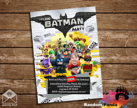 Funny Batman Lego Party Invitation
