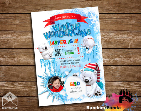 Winter Wonderland Polar Bears Party Invitation