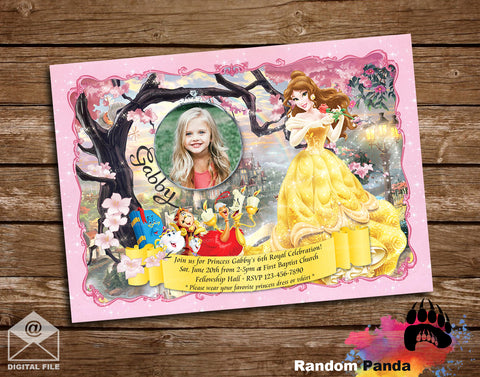Fun Beauty and the Beast Belle Party Invitation