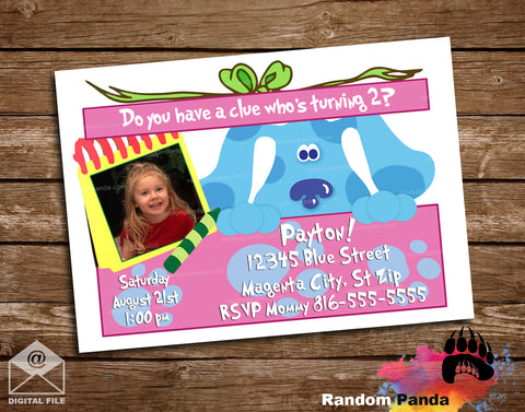 Blues Clues Pink Birthday Party Invitation