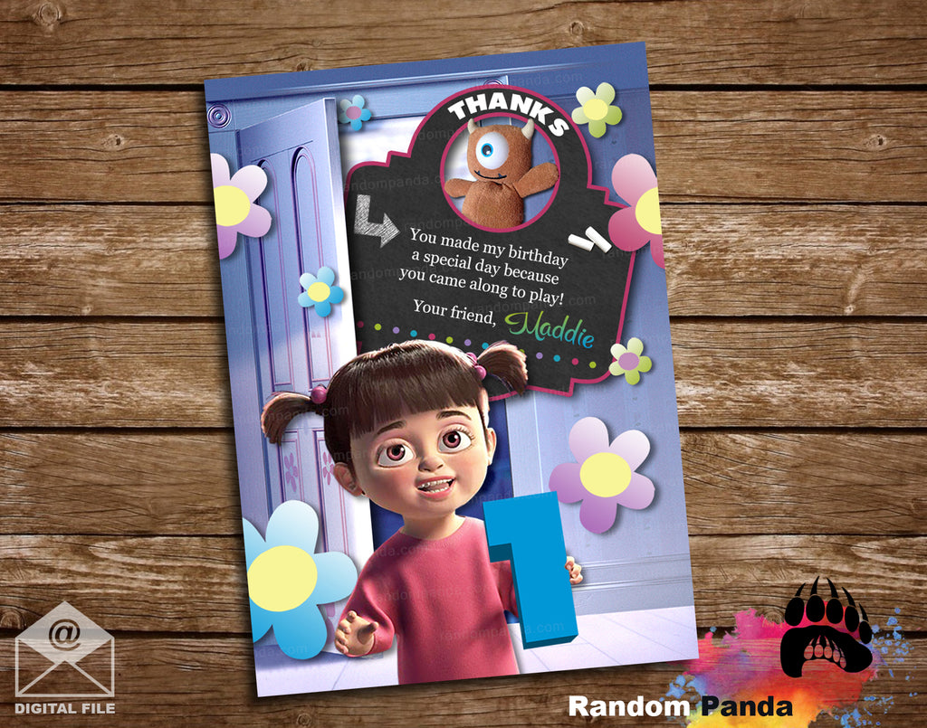 boo monsters inc balloons Baby Boo Thank You Card, Monsters Inc Thanks Note – Random Panda