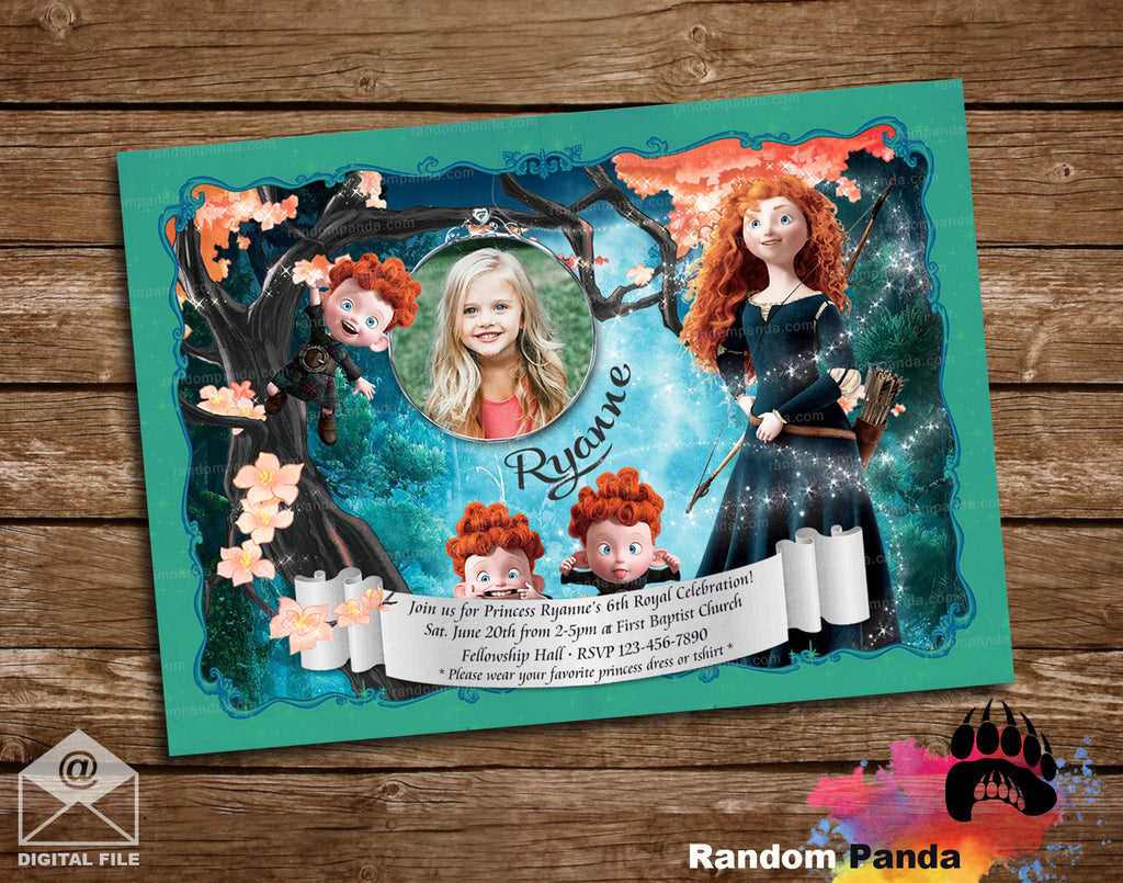 Merida Brave Invitation Fun Brave Princess Merida Party Invitation – Random Panda