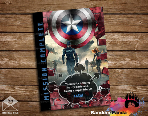 Captain America Thank You Card, Superhero Thanks Note