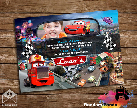 Disney Cars Rearview Mirror Party Invitation