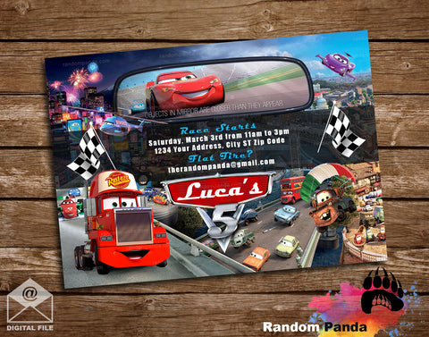 Cars Rearview Mirror Party Invitation