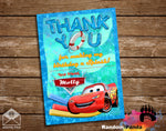 Disney Cars Pool Party Thank You Card