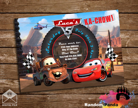 Cars Lightning McQueen Mater Party Invitation