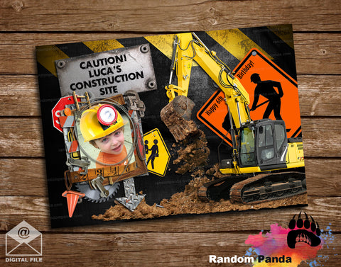 Funny Construction Builder Poster, Digger Party Backdrop