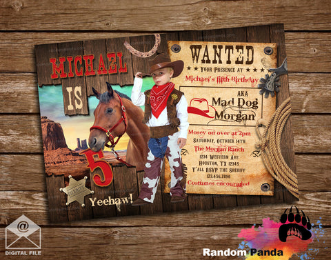 Old Western Cowboy Costume Party Invitation
